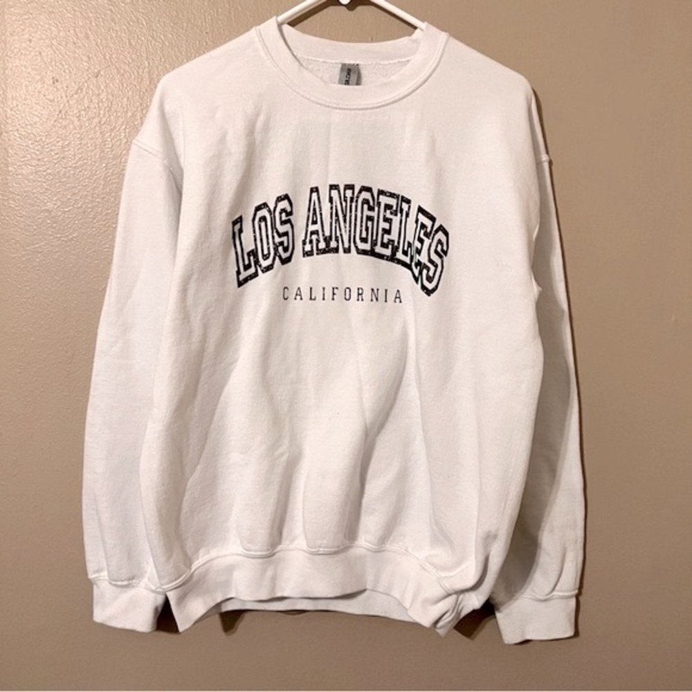 Gildan Custom Crewneck Sweatshirt “Los Angeles California” - White - M